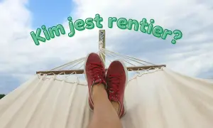 Kim jest rentier? Stopy w czerwonych trampkach odpoczywają na hamaku pod błękitnym niebem.