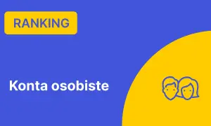 Niebieski baner z napisem "RANKING" i ikoną pary na żółtym tle.