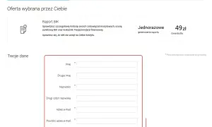 Formularz do wypełnienia danych osobowych w celu wygenerowania raportu BIK. Sprawdź swoją historię kredytową, aby upewnić się, że nikt nie wziął na Ciebie kredytu.