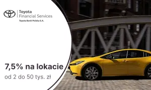 Toyota Bank Polska S.A. oferuje 7,5% na lokacie od 2 do 50 tys. zł. Złota Toyota pędzi ku lepszej przyszłości finansowej.