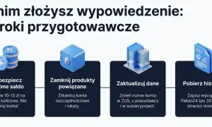 4 kroki przed zamknięciem konta w PKO BP: zabezpiecz saldo, zamknij produkty, zaktualizuj dane, pobierz historię.