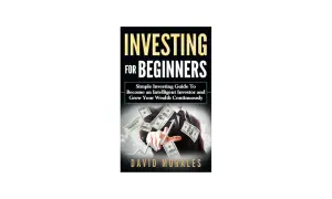 Jak zacząć inwestować? Okładka książki "Investing for Beginners" Davida Moralesa, z mężczyzną w garniturze i unoszącymi się banknotami.