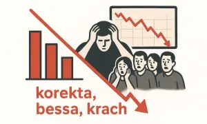 Ludzie z przerażeniem patrzą na wykresy i słupki spadające w dół. To bessa, czas korekty i krachu.