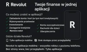 Revolut co to? Aplikacja mobilna do zarządzania finansami: konta, przelewy, inwestycje, kredyty, waluty, oszczędności, ubezpieczenia. Działa tylko na telefonie.