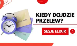 Budzik i karty płatnicze symbolizują czas oczekiwania na przelew. Sprawdź, kiedy dojdzie Twój przelew dzięki sesje elixir.