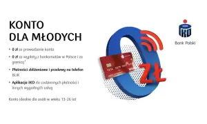 Konto dla młodych 13-18 lat: 0 zł za prowadzenie, wypłaty, płatności zbliżeniowe i BLIK. Aplikacja IKO. Bank Polski.