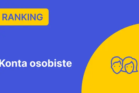 Niebieski baner z napisem "RANKING" i ikoną pary na żółtym tle.