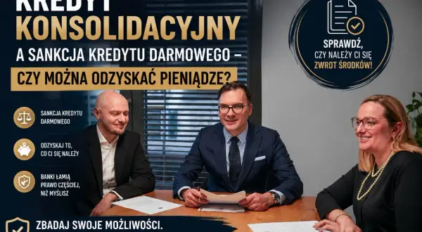 Kredyt konsolidacyjny: czy można odzyskać pieniądze? Trzech ludzi przy stole, dyskusja o zwrocie środków.