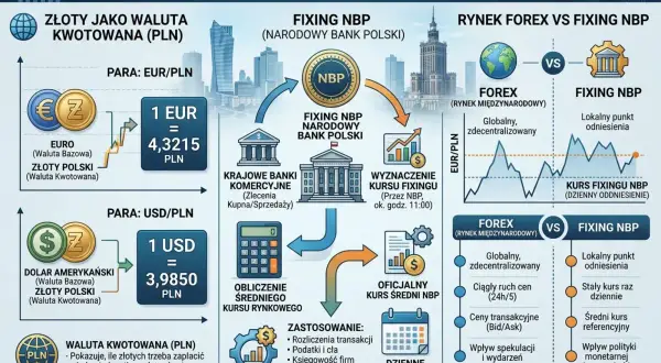 Złoty (PLN) na rynku Forex i Fixing NBP. Dowiedz się, w jaką walutę inwestować, porównując globalny rynek Forex z lokalnym Fixingiem NBP.