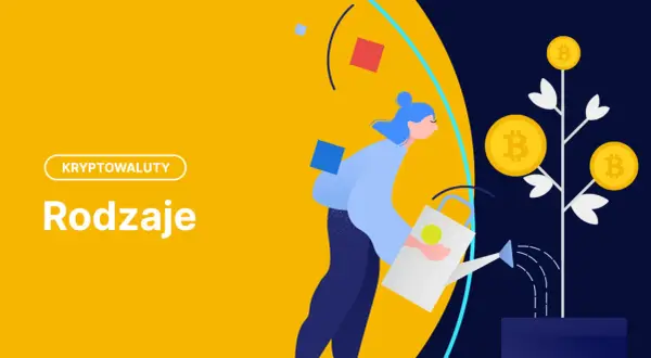 Ilustracja kobiety podlewającej drzewko z monetami Bitcoin.