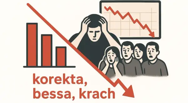 Ludzie z przerażeniem patrzą na wykresy i słupki spadające w dół. To bessa, czas korekty i krachu.