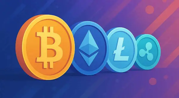 Bitcoin, Ethereum, Litecoin i Ripple - ikony kryptowalut. Zastanawiasz się, gdzie inwestować w krypto?