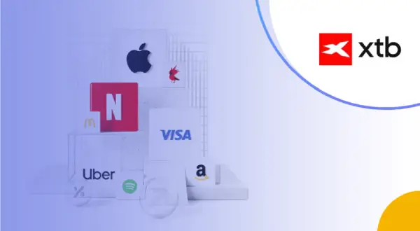 Logo XTB obok ikon znanych marek jak Apple, Netflix, Uber. Czy XTB jest darmowe? Sprawdź!