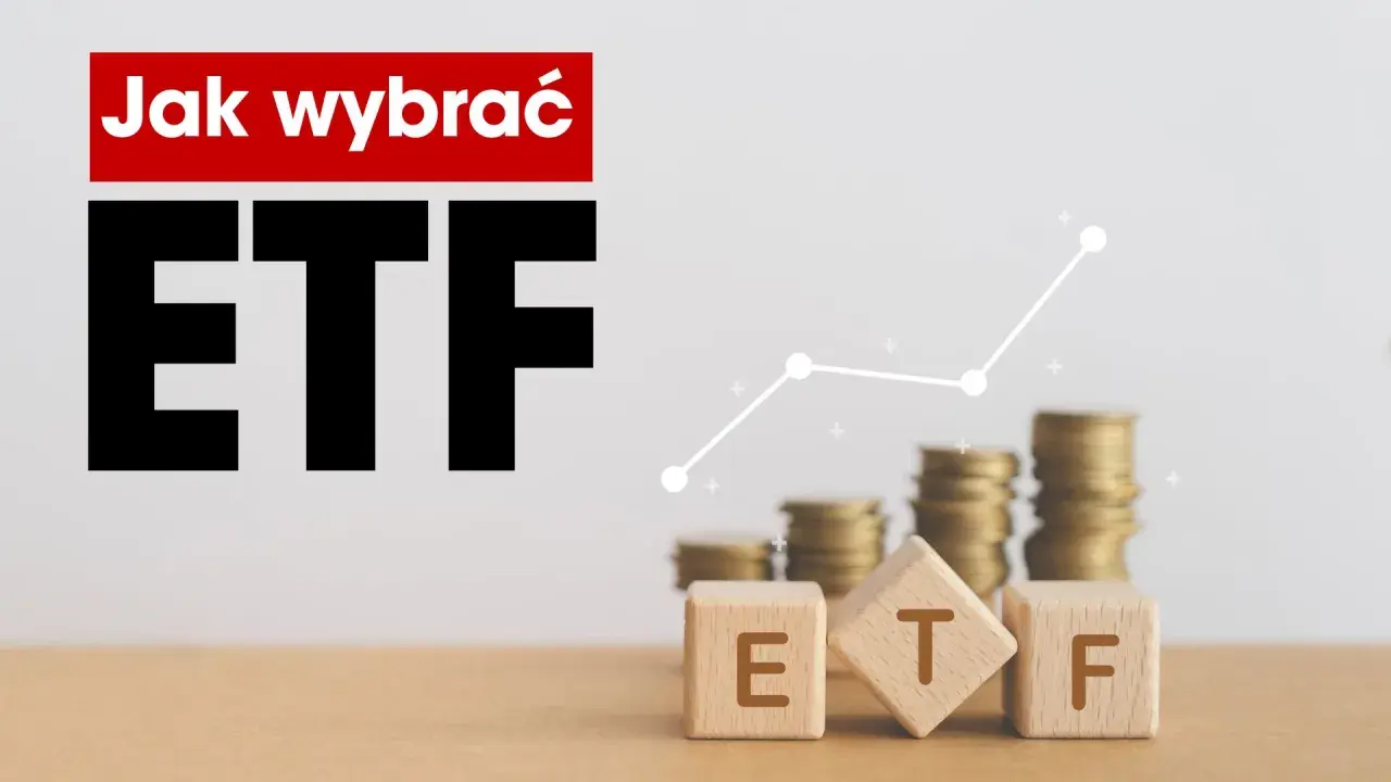 Jak wybrać ETF? Graf wzrostu z monetami i kostkami z literami E, T, F.