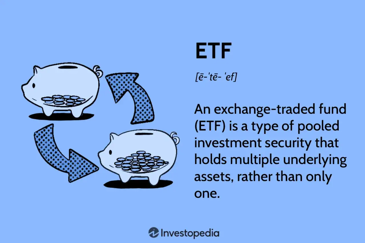 ETF co to? Dwie skarbonki z monetami połączone strzałkami symbolizują dywersyfikację inwestycji w funduszu ETF.