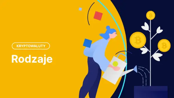 Ilustracja kobiety podlewającej drzewko z monetami Bitcoin.