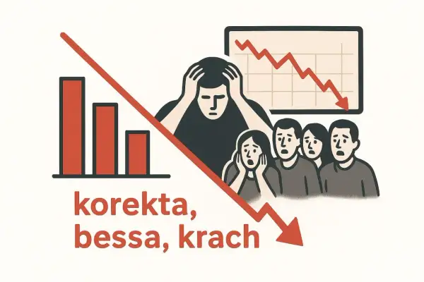 Ludzie z przerażeniem patrzą na wykresy i słupki spadające w dół. To bessa, czas korekty i krachu.