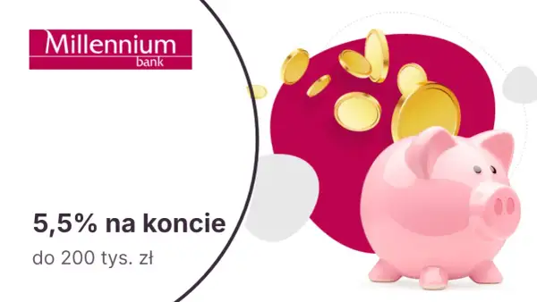 Konto oszczędnościowe Millennium: 5,5% na koncie do 200 tys. zł. Jak wypłacić pieniądze z konta oszczędnościowego Millennium? Zobacz skarbonkę i monety.