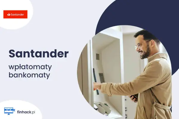 Mężczyzna korzysta z bankomatu Santander, aby dokonać wypłaty gotówki w oddziale.