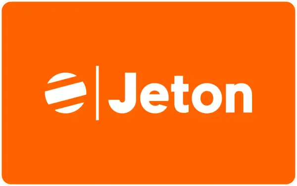 Logo Jeton na pomarańczowym tle.