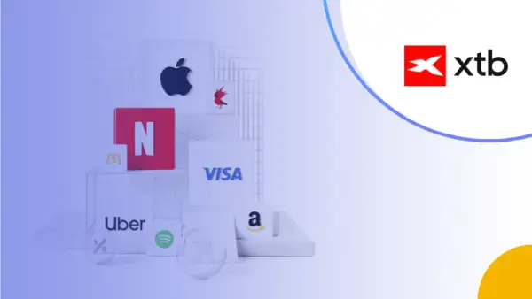 Logo XTB obok ikon znanych marek jak Apple, Netflix, Uber. Czy XTB jest darmowe? Sprawdź!